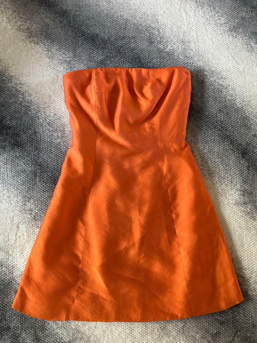 Vera Wang Neiman Marcus Orange Mini Strapless Lined Wedding Guest Dress Size 10